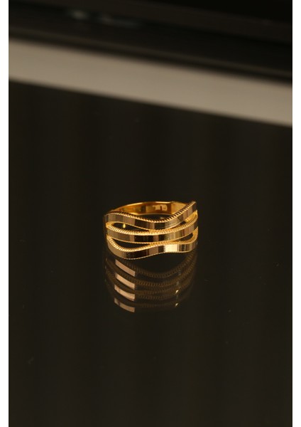 3 Sıra Zikzak Model Ajda Altın Yüzük ÇGKY0081