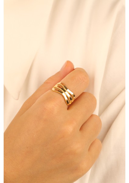 3 Sıra Zikzak Model Ajda Altın Yüzük ÇGKY0081 modelleri