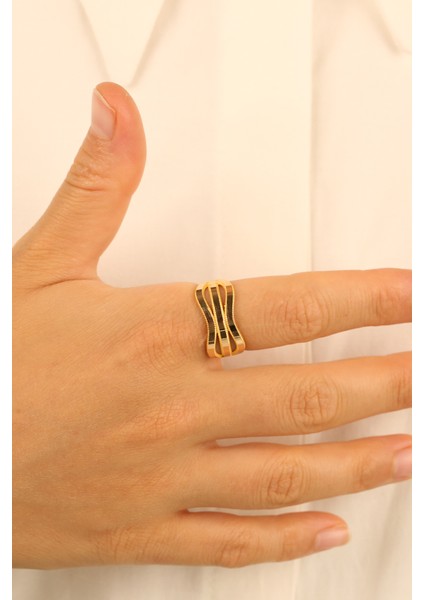 3 Sıra Zikzak Model Ajda Altın Yüzük ÇGKY0081