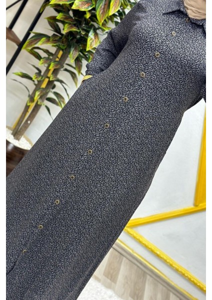 Kadın Tesettür Büyük Beden Giyim Çıtır Desen Gömlek Elbise