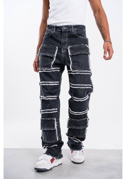 Erkek Füme Baggy Pantolon Çok Cepli