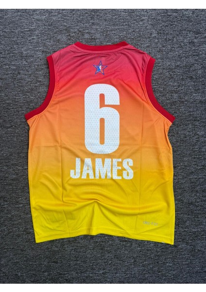 James 6 All Star Basketbol Forması Sarı-Kırmızı Micro Kumaş
