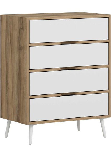 Elina Ayaklı 4 Çekmeceli Şifonyer - Dore/beyaz fırsatları