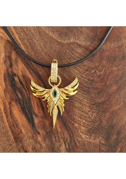 Anka Kuşu Yeşil Taşlı Gold Çelik Kadın Kolye fiyatları