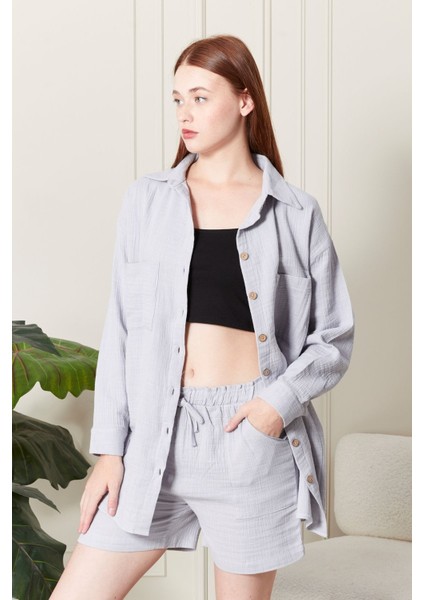 Soft %100 Koton Kumaş Şort Gömlek Takım fırsatları