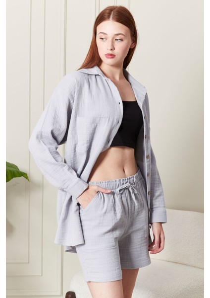 Soft %100 Koton Kumaş Şort Gömlek Takım indirimleri