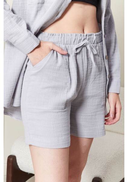 Soft %100 Koton Kumaş Şort Gömlek Takım