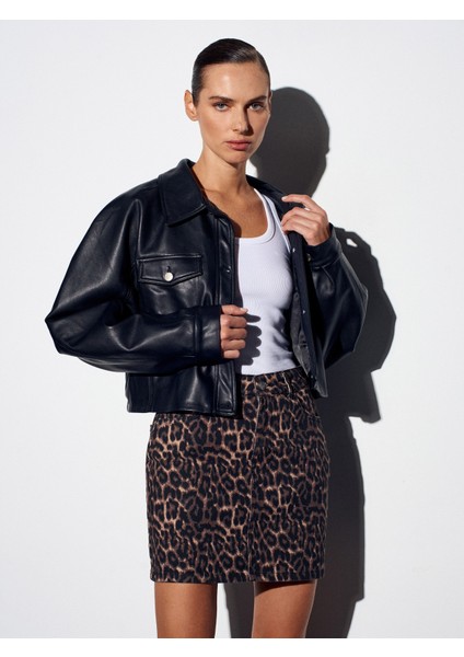 80591 %100 Pamuk Leopar Desenli Kot Etek-Kahve indirimleri