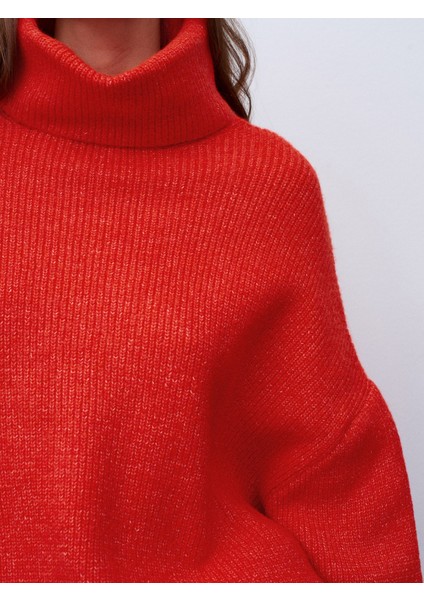 2268 Balıkçı Yaka Oversize Kazak-A.kırmızı fırsatları