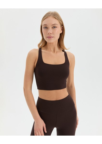 Kahverengi Yüzücü Yoga Bra