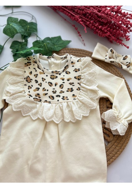 Fukukumbaby Kız Bebek Fistolu Leoparlı Bandanalı 2li Tulum modelleri