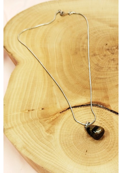 Kaplan Gözü Doğal Taşı Zincirli El Yapımı Kolye Uç: 2 cm Zincir: 20 cm Kutulu indirimleri