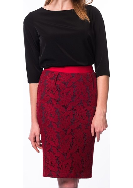 Dantel Detaylı Etek Kırmızı K1315005_006