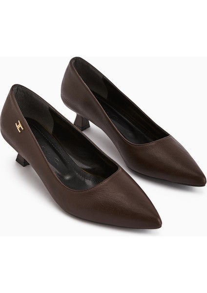 Wera Kahve Kısa Topuklu Ayakkabı Kadın Stiletto