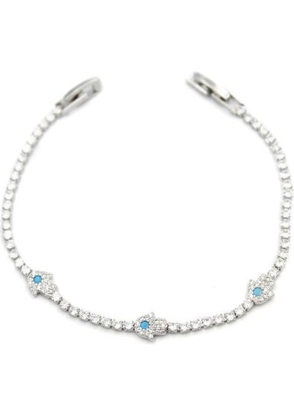 Taşlı Fatıma Ana Eli Bileklik - Gümüş fiyatları