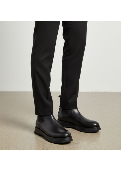 Marcomen M22327 Hakiki Deri Erkek Siyah Chelsea Bot