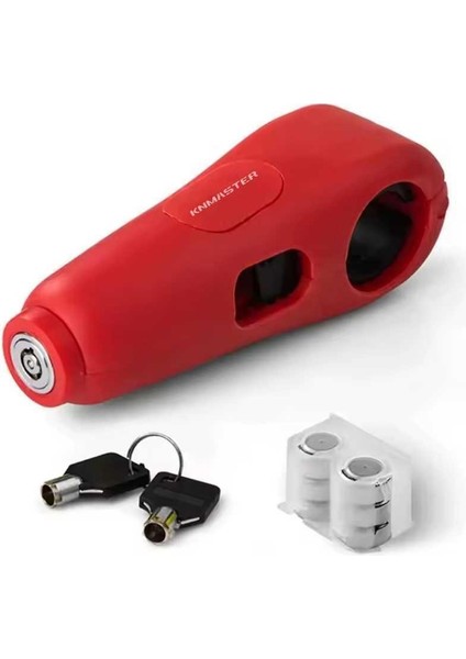 Knmaster Alarmlı Motosiklet Elcik Manet Fren Kilidi-Kırmızı