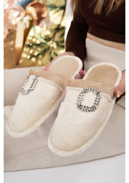 Kadın Ev Terliği Peluş Yıkanabilir Içi Yünlü Kürklü Terlik Misafir Çeyiz Bohça Gelin Terliği