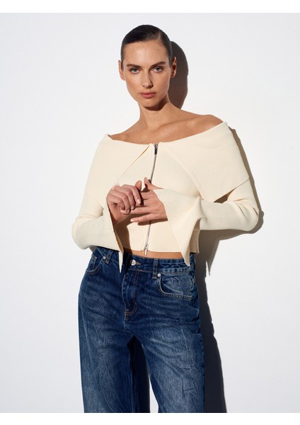 60252 Fermuarlı Fitilli Triko Top-Natural modelleri