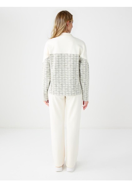 Ekru Düz Kesim Fermuar Detaylı Örme Modal Ceket indirimleri
