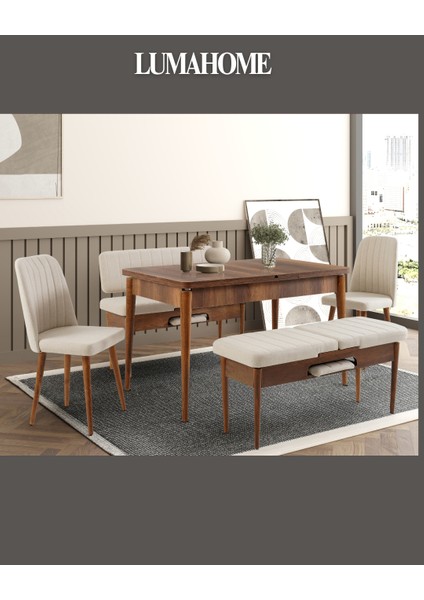 Gordes Extra Ceviz-Krem Yemek Masası Takımı fırsatları