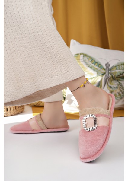 Kadın Ev Terliği Peluş Yıkanabilir Içi Yünlü Kürklü Terlik Misafir Çeyiz Bohça Gelin Terliği