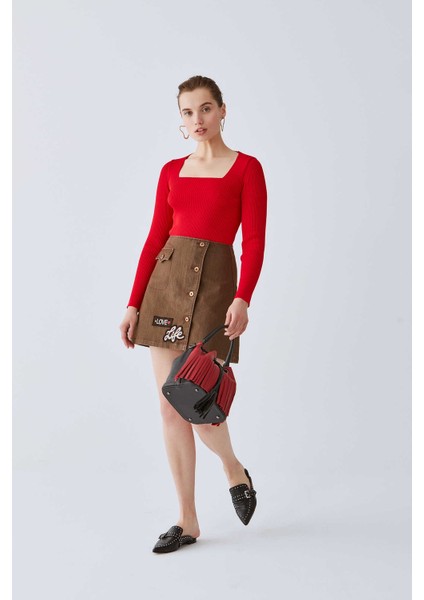 Yazı Detaylı Mini Etek Standart Renk K2015101_089 fiyatları