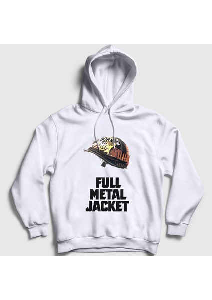 Unisex Beyaz Film Sinema Full Metal Jacket Kapüşonlu Sweatshirt