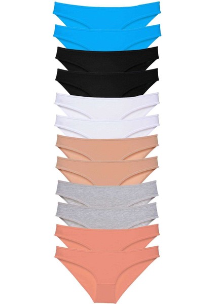 12 Adet Eko Set Likralı Kadın Slip Külot Çok Renkli 4