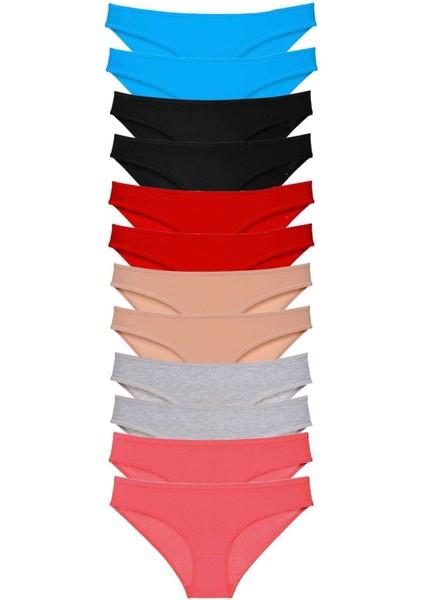 12 Adet Eko Set Likralı Kadın Slip Külot Çok Renkli 3