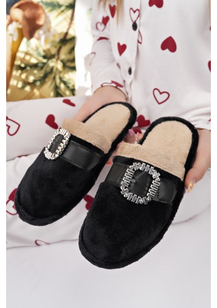 Kadın Ev Terliği Peluş Yıkanabilir Içi Yünlü Kürklü Terlik Misafir Çeyiz Bohça Gelin Terliği