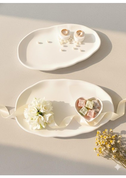 Söz Nişan Tepsisi Dekoratif Tabak Sunumluk 2'li Tepsi- Lokumluk - 2 Adet Yüzüklük fiyatları