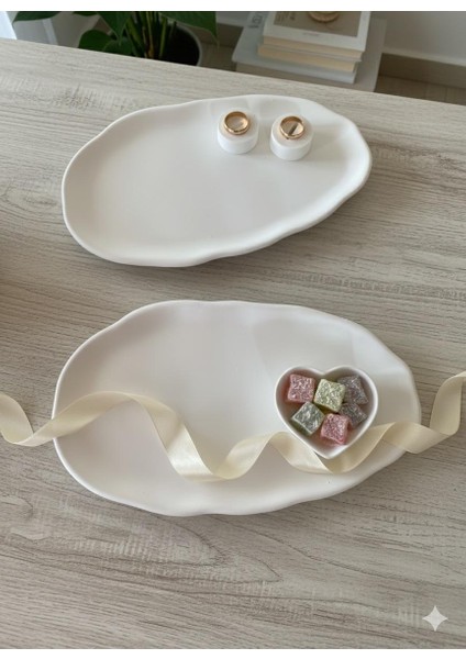 Söz Nişan Tepsisi Dekoratif Tabak Sunumluk 2'li Tepsi- Lokumluk - 2 Adet Yüzüklük modelleri