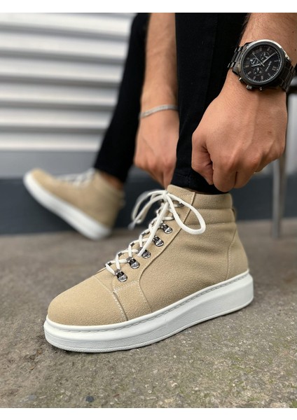 JET-206 Ottawa Bağcıklı Ortopedik Taban Süet Erkek Spor Bot SBT - Krem