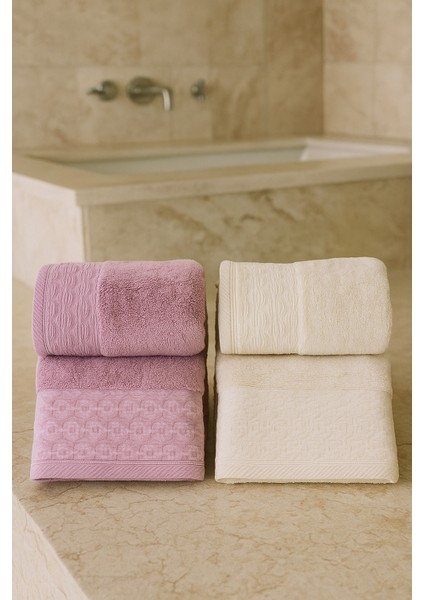 Yüksek Su Emici Microcotton Iplik 2 Adet 50X90 2 Adet 70X140 2 Takım Banyo Havlusu