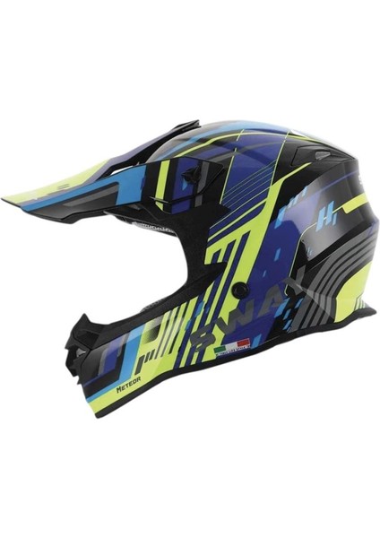 Meteor Full Face Tam Korumalı Kask (XL/61-62CM) Sarı - Mavi