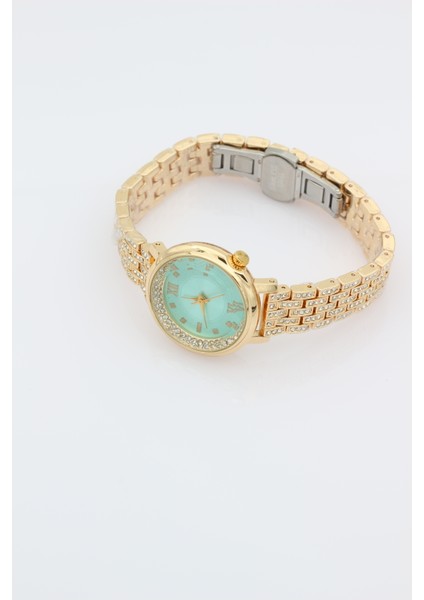 Stil Incisi Gold Luxury Watch, Yeşil Zirkon Taşlı Çelik Saat fiyatları