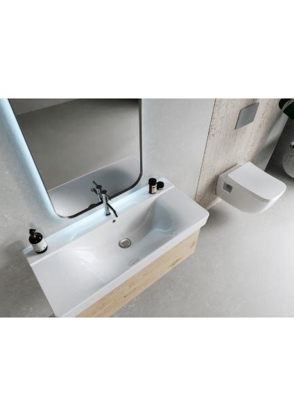 Turkuaz Yeni Mona Etajer Uyumlu Lavabo 80*45 cm fiyatları