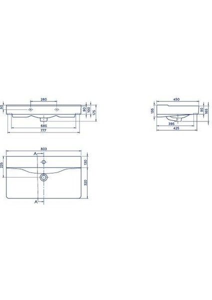 Turkuaz Yeni Mona Etajer Uyumlu Lavabo 80*45 cm modelleri