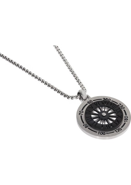 Erkek Roma Rakam Detay Çelik Kolye