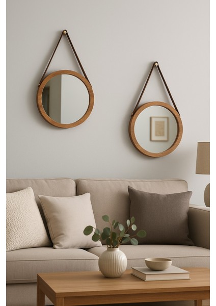 2'li Duvar Aynası -Ahşap Dekoratif Ayna