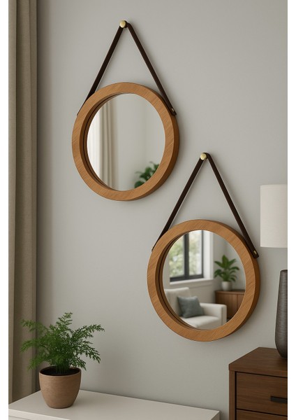 2'li Duvar Aynası -Ahşap Dekoratif Ayna