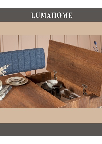 Gordes Extra Ceviz Lacivert Yemek Masası Takımı