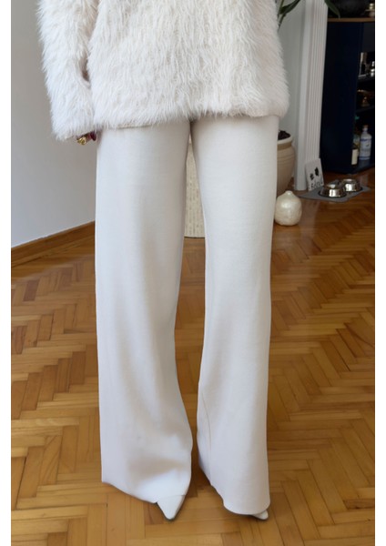 Beli Lastikli Triko Pantolon- Ekru fırsatları