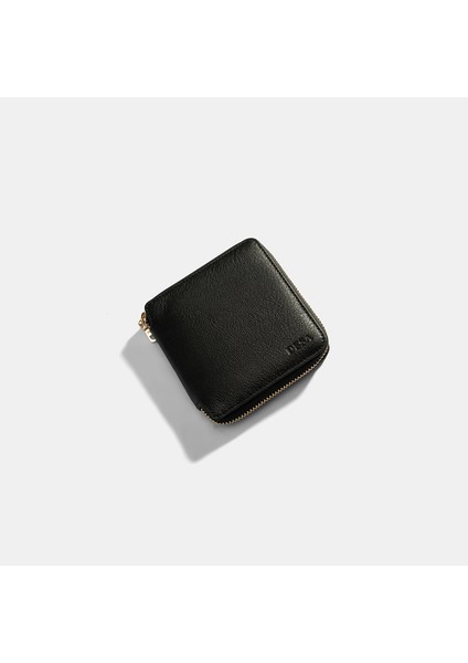 Kadın Siyah Fermuarlı Deri Cüzdan