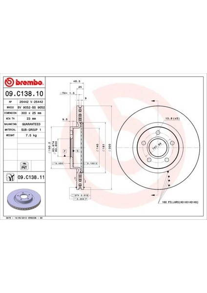 ON FREN DISK AYNASI FOCUS 2-3 2004-2017 C MAX 2003-2007 KUGA I-2 2008 CONNECT 2014 VOLVO C30 C70 2 S40 2 550 2004-2012 OLCU 300 25 DV611125CA DV611125EA 31362412 (2 ADET)