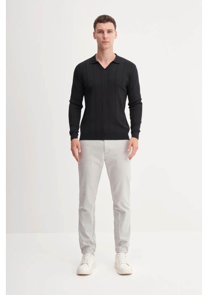 Slim Fit Rayon Karışımlı Premium Polo Yaka Siyah Erkek Kazak 33045 fiyatları