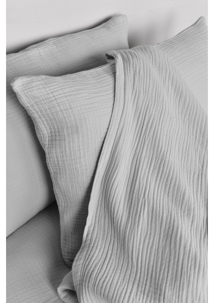 Müslin Çift Kişilik Nevresim Takımı Gri