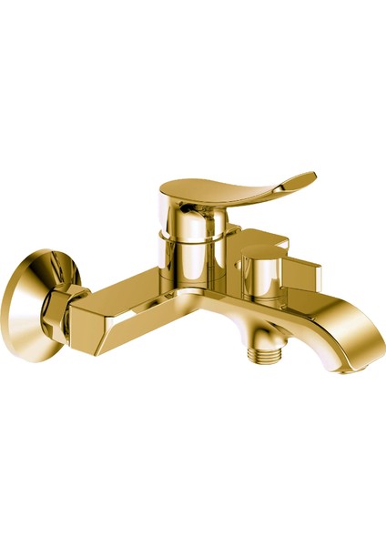 | Valtemo (Brushed Gold) Mat Gold Banyo Duş Bataryası – Gerçek Pirinç Gövde