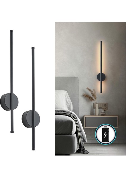 Gün Işığı Montajlı Kablosuz Tak Çalıştır Ledli Pilli Aplik Banyo Tablo Ayna Siyah